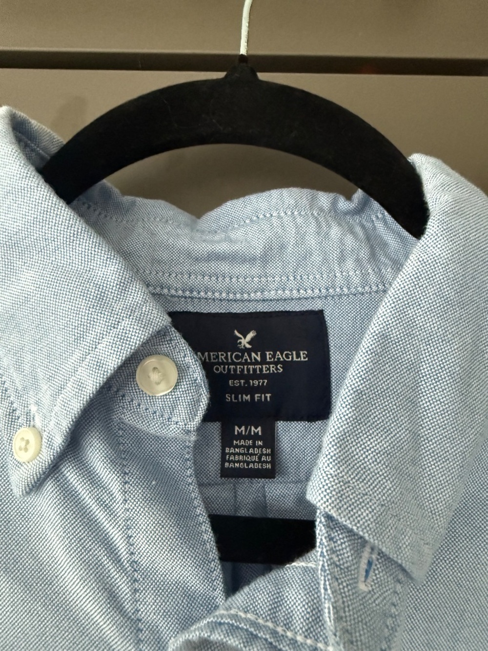 NWOT American Eagle Slim Fit Oxford Button-Up Shirt Light Blue Size Medium - Picture 8 of 9